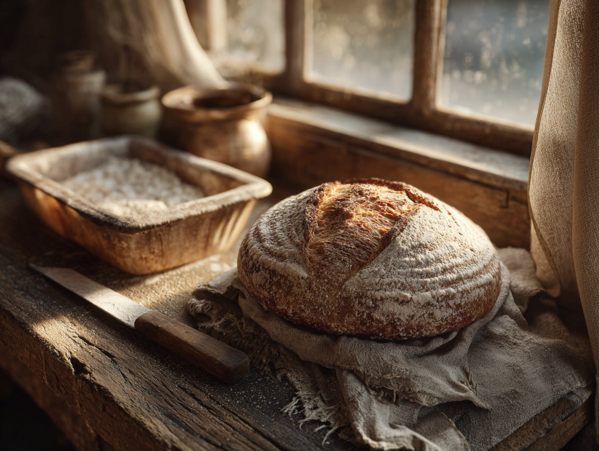 Wild yeast sourdough culture in a mason jar with a crumpled dish towel in the background — blogs guides sourdough proofing bulk final cold retard guide from Mother's Country Store